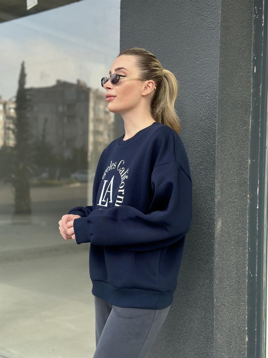 Sweatshirt | cksisters Losangeles Besticktes Marineblaues Sweatshirt