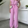 Hose | cksisters Rosa Tensel-Palazzo-Hose Mit Elastischem Bund