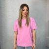 T-Shirt | cksisters Pembe Ribana Yakali Basic Tisort 30315