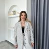 Jacke | cksisters Grauer Oversize-Blazer Mit Textdetail-Design