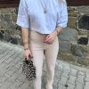 Gamaschen | cksisters Beige Gerippte Strumpfhose Mit Schlitz